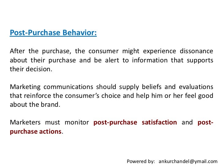 purchase decision outcomes of post purchase evaluation
